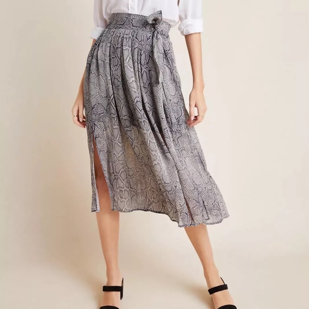 Maeve by Anthropologie Snakeskin Print Layered Annette Midi Skirt Size 0